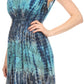Sakkas Ganya Mid Length Ruffled Bottom Sleeveless Ombre Tie Dye Wash Batik Dress