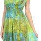 Sakkas Ganya Mid Length Ruffled Bottom Sleeveless Ombre Tie Dye Wash Batik Dress