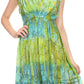 Sakkas Ganya Mid Length Ruffled Bottom Sleeveless Ombre Tie Dye Wash Batik Dress