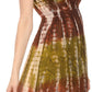 Sakkas Ganya Mid Length Ruffled Bottom Sleeveless Ombre Tie Dye Wash Batik Dress