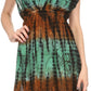 Sakkas Ganya Mid Length Ruffled Bottom Sleeveless Ombre Tie Dye Wash Batik Dress