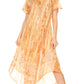 Sakkas Ronny Lace Embroidered Cap Sleeve Tie Dye Wash Caftan Dress / Cover Up