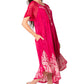 Sakkas Ronny Lace Embroidered Cap Sleeve Tie Dye Wash Caftan Dress / Cover Up
