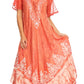 Sakkas Ronny Lace Embroidered Cap Sleeve Tie Dye Wash Caftan Dress / Cover Up
