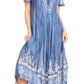 Sakkas Ronny Lace Embroidered Cap Sleeve Tie Dye Wash Caftan Dress / Cover Up
