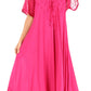 Sakkas Shasta Lace Embroidered Cap Sleeves Long Caftan Dress / Cover Up