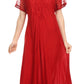 Sakkas Shasta Lace Embroidered Cap Sleeves Long Caftan Dress / Cover Up