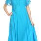 Sakkas Shasta Lace Embroidered Cap Sleeves Long Caftan Dress / Cover Up