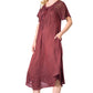 Sakkas Egan Women's Long Embroidered Caftan Dress / Cover Up With Embroidered Cap Sleeves