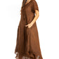 Sakkas Egan Women's Long Embroidered Caftan Dress / Cover Up With Embroidered Cap Sleeves
