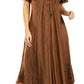 Sakkas Egan Women's Long Embroidered Caftan Dress / Cover Up With Embroidered Cap Sleeves