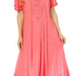Sakkas Egan Women's Long Embroidered Caftan Dress / Cover Up With Embroidered Cap Sleeves