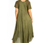 Sakkas Egan Women's Long Embroidered Caftan Dress / Cover Up With Embroidered Cap Sleeves
