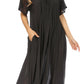 Sakkas Egan Women's Long Embroidered Caftan Dress / Cover Up With Embroidered Cap Sleeves