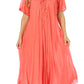 Sakkas Egan Women's Long Embroidered Caftan Dress / Cover Up With Embroidered Cap Sleeves