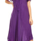 Sakkas Egan Women's Long Embroidered Caftan Dress / Cover Up With Embroidered Cap Sleeves