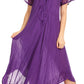 Sakkas Egan Women's Long Embroidered Caftan Dress / Cover Up With Embroidered Cap Sleeves