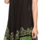 Sakkas Gasha Sleeveless Mid Length Caftan Dress With Embroidery Details And V Neck