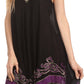 Sakkas Gasha Sleeveless Mid Length Caftan Dress With Embroidery Details And V Neck