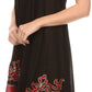 Sakkas Gasha Sleeveless Mid Length Caftan Dress With Embroidery Details And V Neck