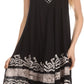 Sakkas Gasha Sleeveless Mid Length Caftan Dress With Embroidery Details And V Neck