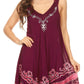 Sakkas Gasha Sleeveless Mid Length Caftan Dress With Embroidery Details And V Neck