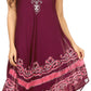 Sakkas Gasha Sleeveless Mid Length Caftan Dress With Embroidery Details And V Neck