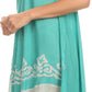 Sakkas Gasha Sleeveless Mid Length Caftan Dress With Embroidery Details And V Neck