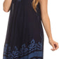 Sakkas Gasha Sleeveless Mid Length Caftan Dress With Embroidery Details And V Neck