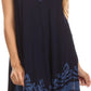 Sakkas Gasha Sleeveless Mid Length Caftan Dress With Embroidery Details And V Neck
