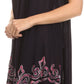 Sakkas Gasha Sleeveless Mid Length Caftan Dress With Embroidery Details And V Neck
