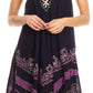 Sakkas Gasha Sleeveless Mid Length Caftan Dress With Embroidery Details And V Neck