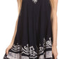Sakkas Gasha Sleeveless Mid Length Caftan Dress With Embroidery Details And V Neck