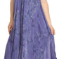 Sakkas Sayli Long Tie Dye Cap Sleeve Embroidered Wide Neck Caftan Dress / Cover Up