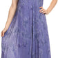 Sakkas Sayli Long Tie Dye Cap Sleeve Embroidered Wide Neck Caftan Dress / Cover Up