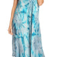 Sakkas Sayli Long Tie Dye Cap Sleeve Embroidered Wide Neck Caftan Dress / Cover Up