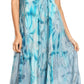 Sakkas Sayli Long Tie Dye Cap Sleeve Embroidered Wide Neck Caftan Dress / Cover Up