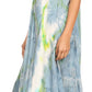 Sakkas Sayli Long Tie Dye Cap Sleeve Embroidered Wide Neck Caftan Dress / Cover Up