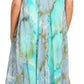 Sakkas Sayli Long Tie Dye Cap Sleeve Embroidered Wide Neck Caftan Dress / Cover Up