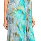 Sakkas Sayli Long Tie Dye Cap Sleeve Embroidered Wide Neck Caftan Dress / Cover Up