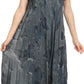 Sakkas Sayli Long Tie Dye Cap Sleeve Embroidered Wide Neck Caftan Dress / Cover Up