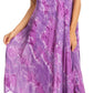 Sakkas Sayli Long Tie Dye Cap Sleeve Embroidered Wide Neck Caftan Dress / Cover Up