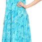 Sakkas Sayli Long Tie Dye Cap Sleeve Embroidered Wide Neck Caftan Dress / Cover Up