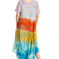 Sakkas Kaylaye Long Tie Dye Ombre Embroidered Cap Sleeve Caftan Dress / Cover Up