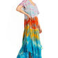 Sakkas Kaylaye Long Tie Dye Ombre Embroidered Cap Sleeve Caftan Dress / Cover Up