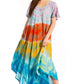 Sakkas Kaylaye Long Tie Dye Ombre Embroidered Cap Sleeve Caftan Dress / Cover Up