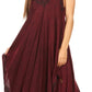Sakkas Eleonora Stonewashed Embroidered Spaghetti Strap Handkerchief Dress