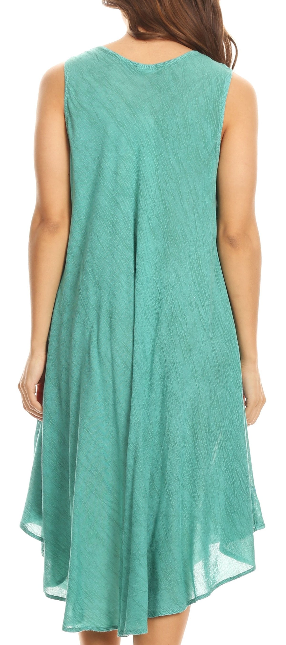 Sakkas Ecrin Women Tie-dye Sleeveless Stonewashed Caftan Cover up Dress Flowy