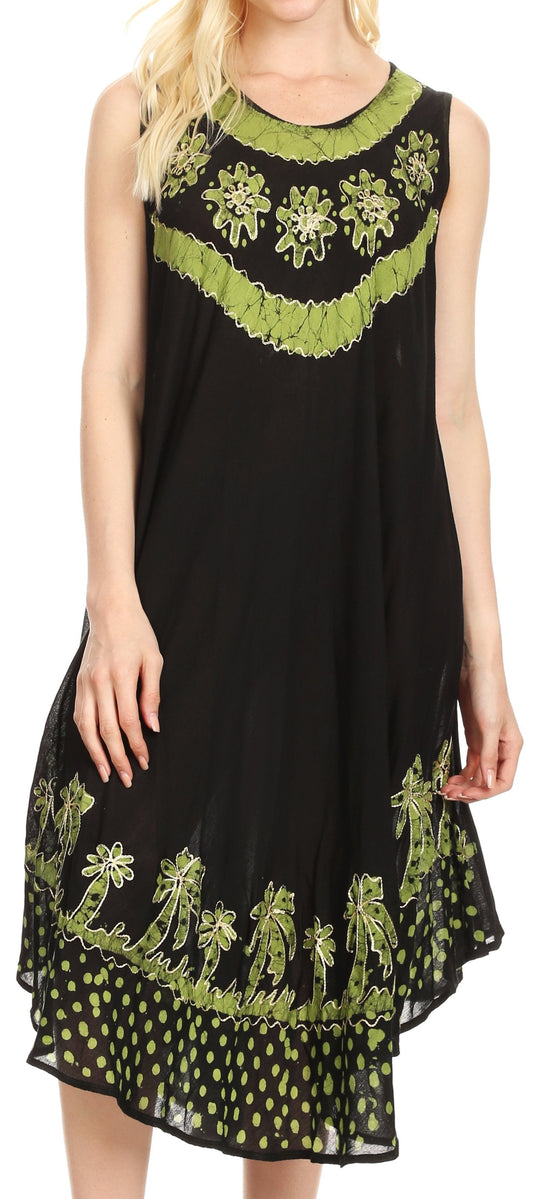 Sakkas Esme - Vestido sin mangas tipo túnica informal holgado de largo medio para mujer