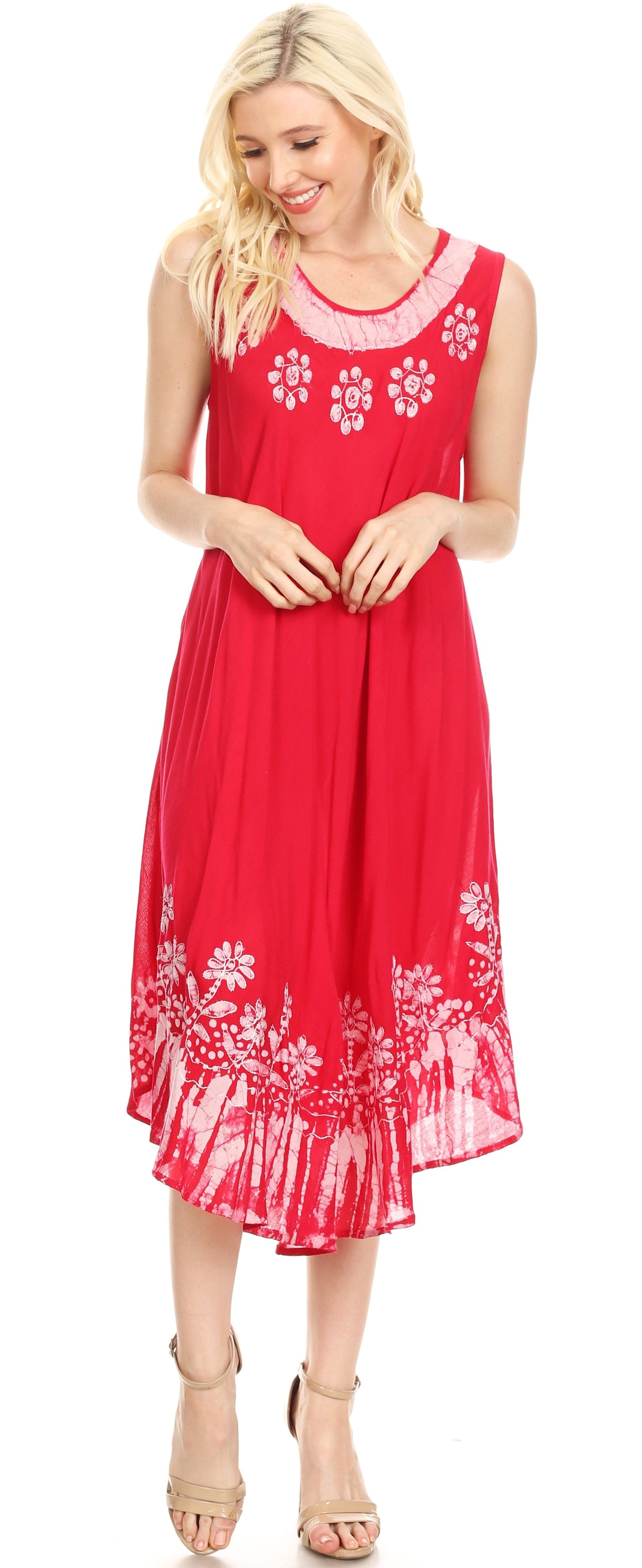 Sakkas Tina Women's Casual Summer Maxi Loose Fit Sleeveless Tank Dress